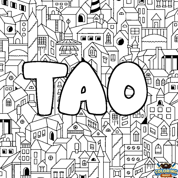 Coloring page first name TAO - City background