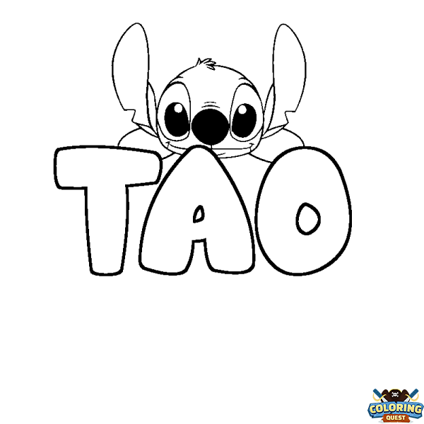 Coloring page first name TAO - Stitch background