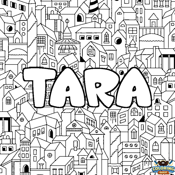 Coloring page first name TARA - City background