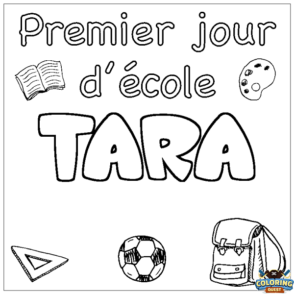 Coloring page first name TARA - School First day background