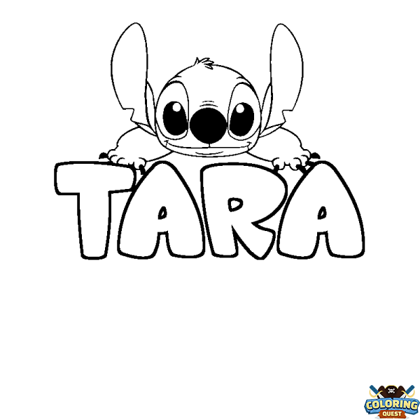 Coloring page first name TARA - Stitch background