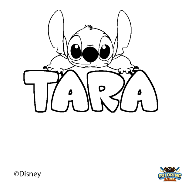 Coloring page first name TARA - Stitch background