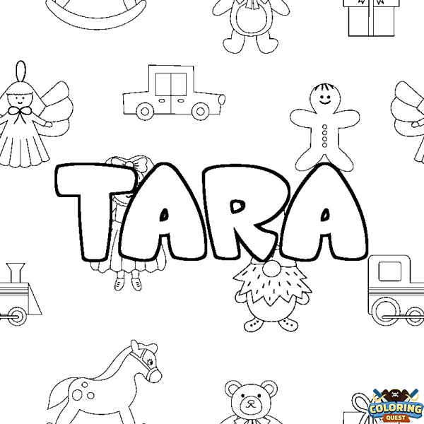 Coloring page first name TARA - Toys background