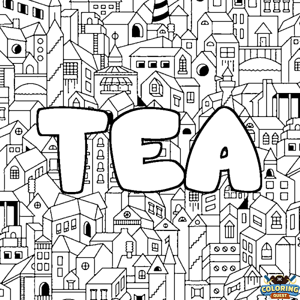 Coloring page first name TEA - City background