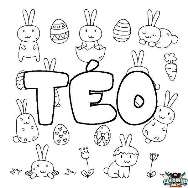Coloring page first name T&Eacute;O - Easter background
