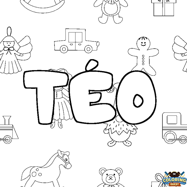 Coloring page first name T&Eacute;O - Toys background