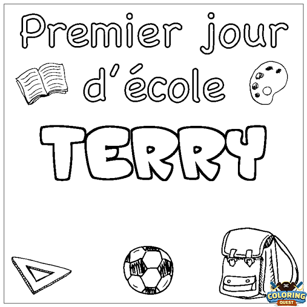 Coloring page first name TERRY - School First day background