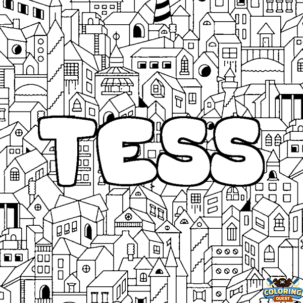 Coloring page first name TESS - City background