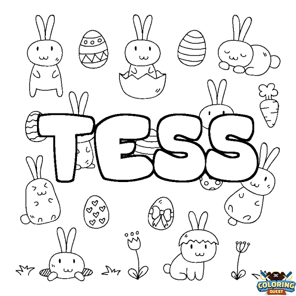 Coloring page first name TESS - Easter background