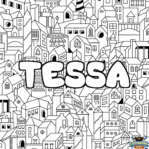 Coloring page first name TESSA - City background