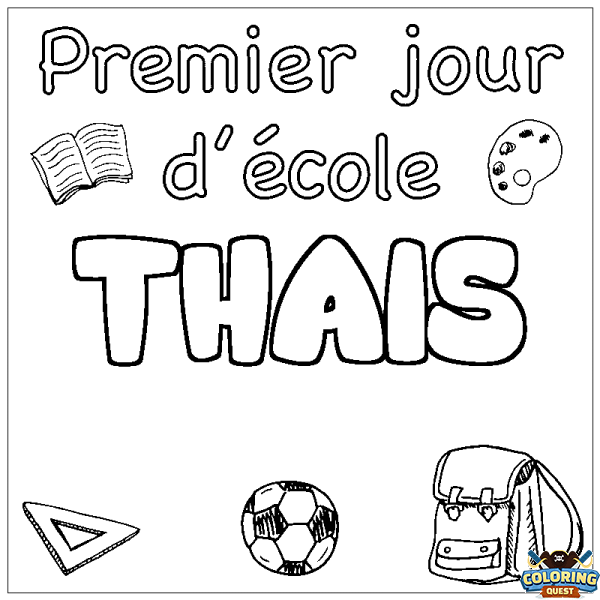 Coloring page first name THAIS - School First day background