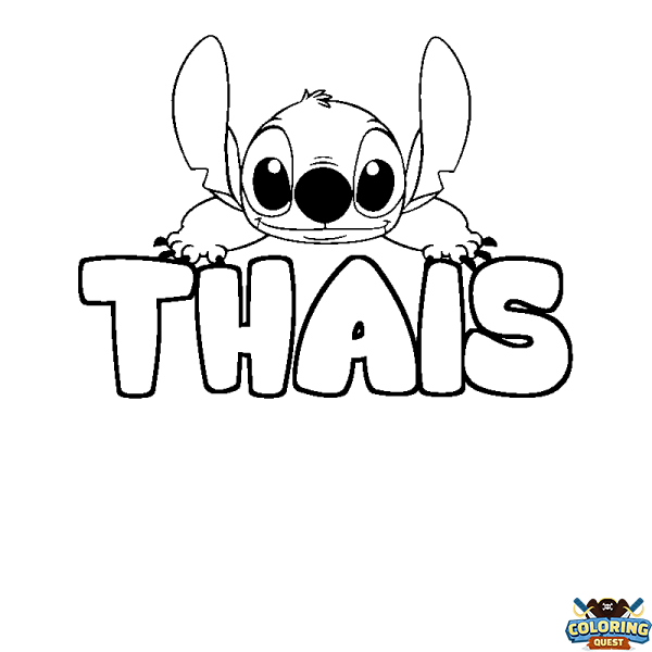 Coloring page first name THAIS - Stitch background