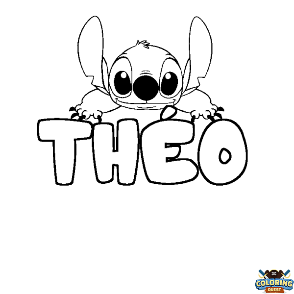 Coloring page first name TH&Eacute;O - Stitch background