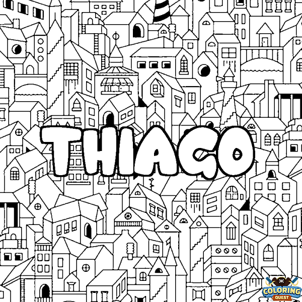 Coloring page first name THIAGO - City background