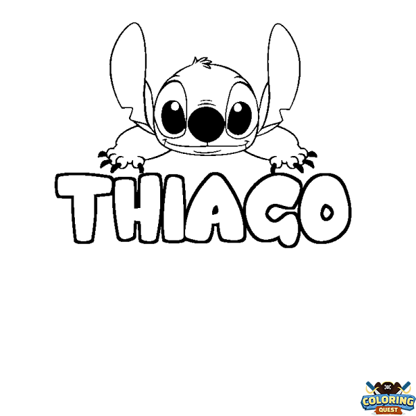 Coloring page first name THIAGO - Stitch background