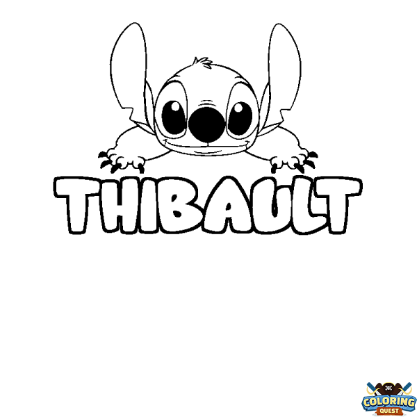 Coloring page first name THIBAULT - Stitch background