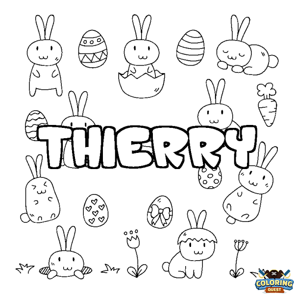 Coloring page first name THIERRY - Easter background