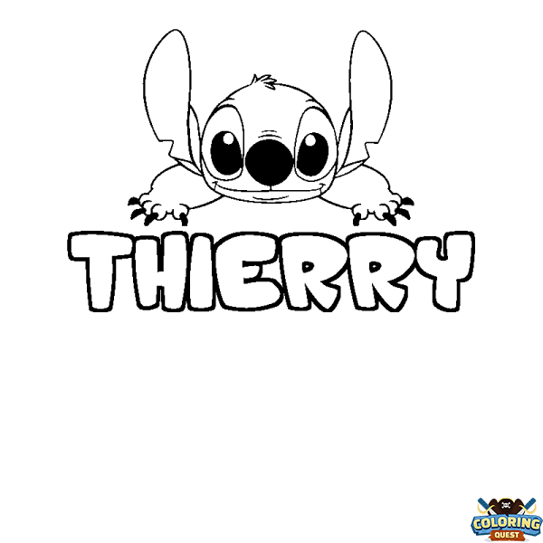 Coloring page first name THIERRY - Stitch background