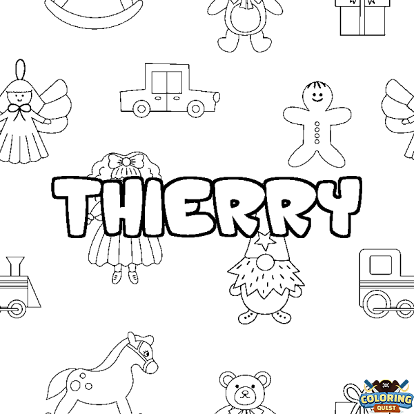Coloring page first name THIERRY - Toys background