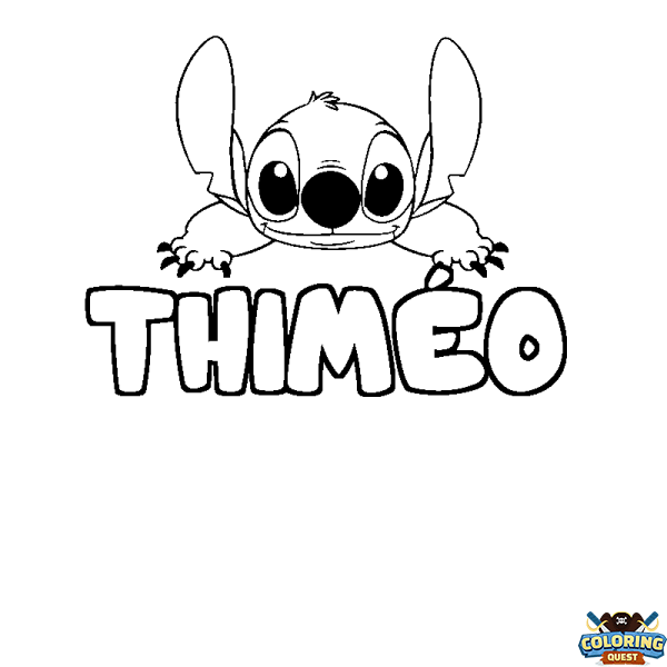 Coloring page first name THIM&Eacute;O - Stitch background