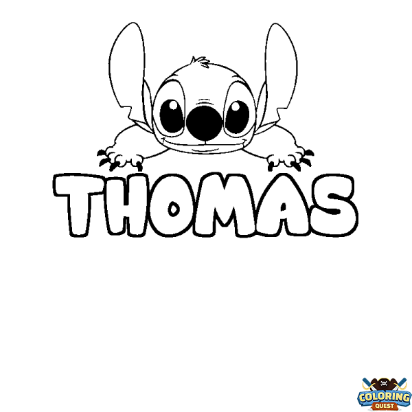 Coloring page first name THOMAS - Stitch background