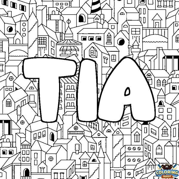 Coloring page first name TIA - City background