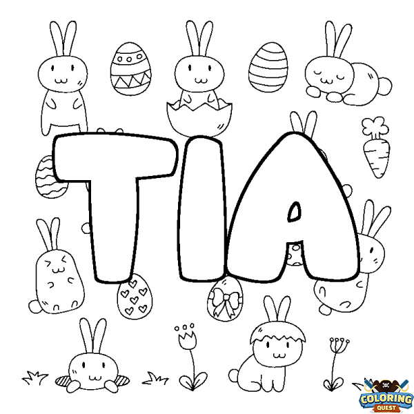 Coloring page first name TIA - Easter background