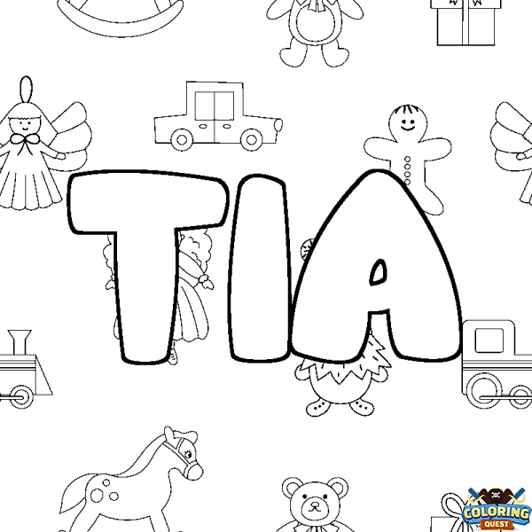 Coloring page first name TIA - Toys background