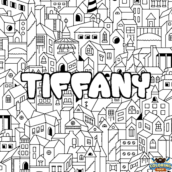 Coloring page first name TIFFANY - City background