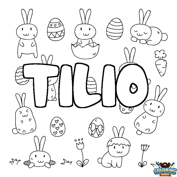 Coloring page first name TILIO - Easter background