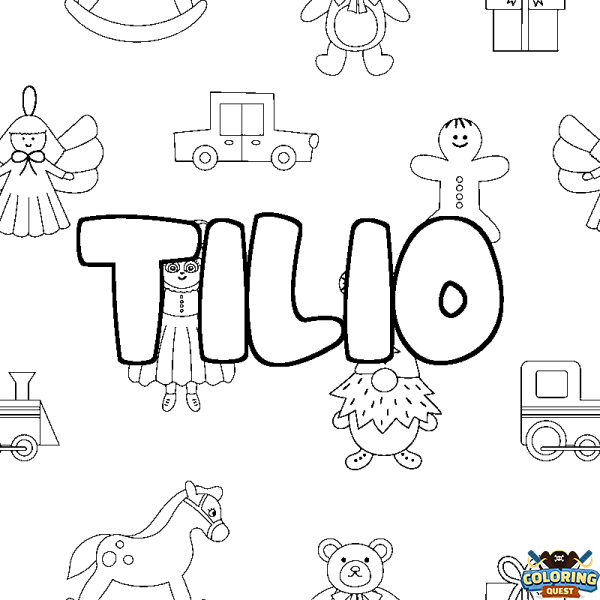 Coloring page first name TILIO - Toys background