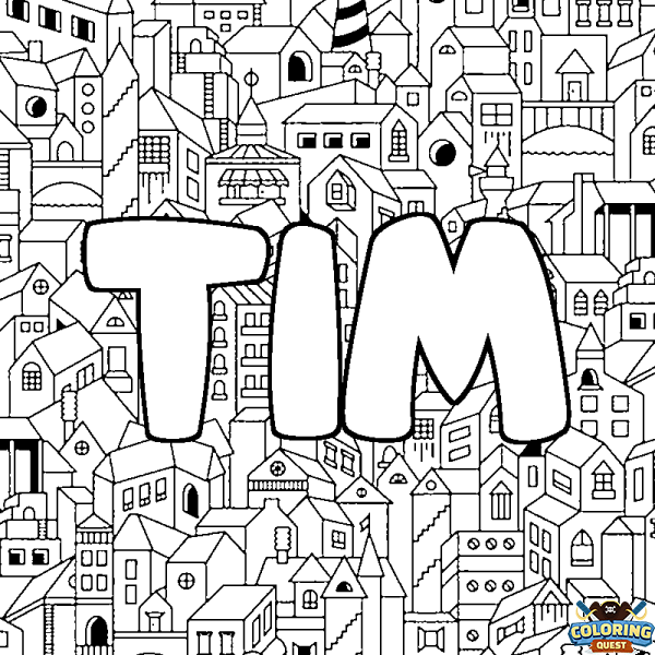 Coloring page first name TIM - City background