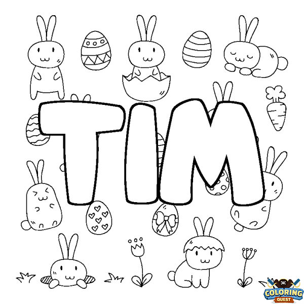 Coloring page first name TIM - Easter background
