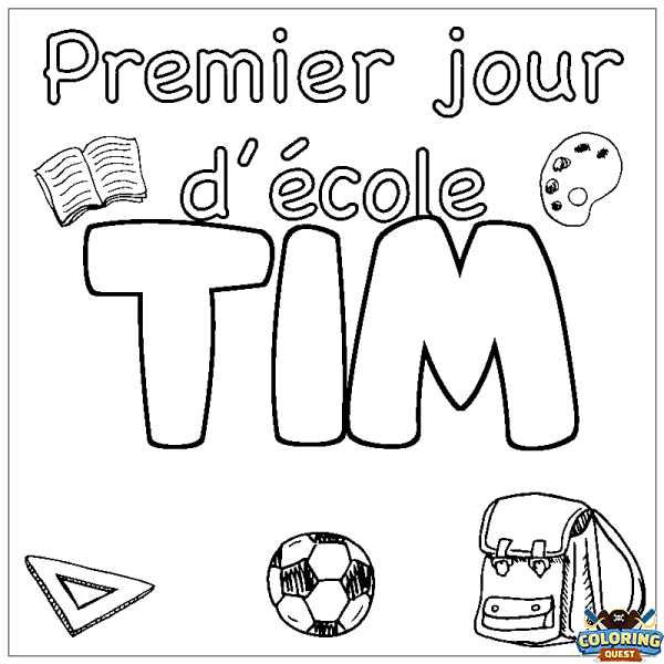 Coloring page first name TIM - School First day background