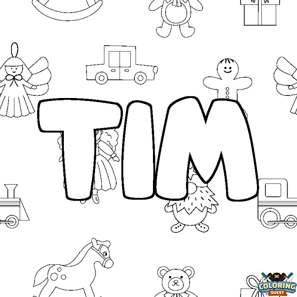 Coloring page first name TIM - Toys background