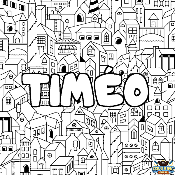 Coloring page first name TIM&Eacute;O - City background