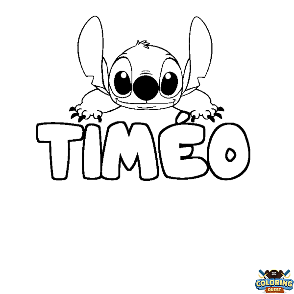 Coloring page first name TIM&Eacute;O - Stitch background