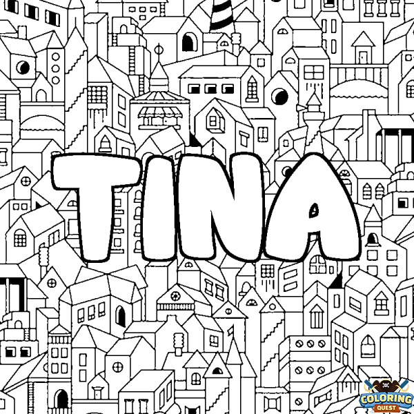 Coloring page first name TINA - City background