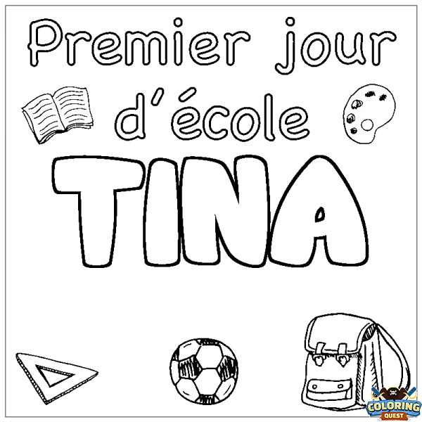 Coloring page first name TINA - School First day background