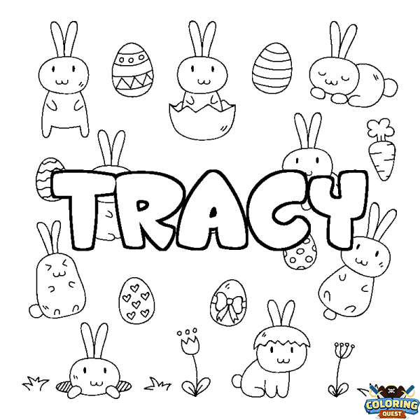 Coloring page first name TRACY - Easter background