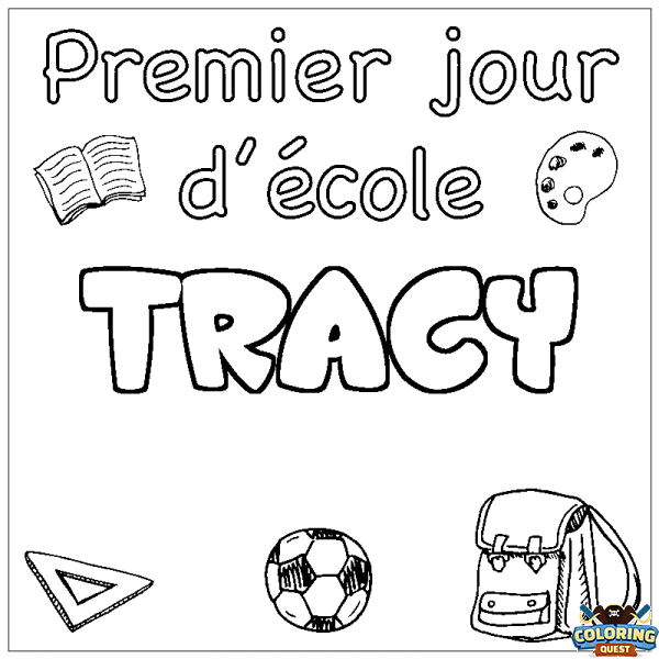 Coloring page first name TRACY - School First day background