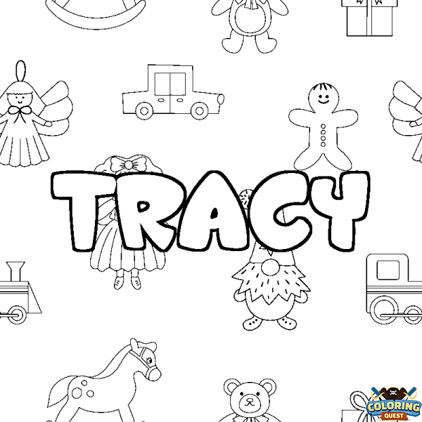 Coloring page first name TRACY - Toys background