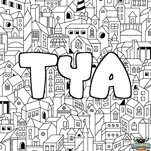 Coloring page first name TYA - City background