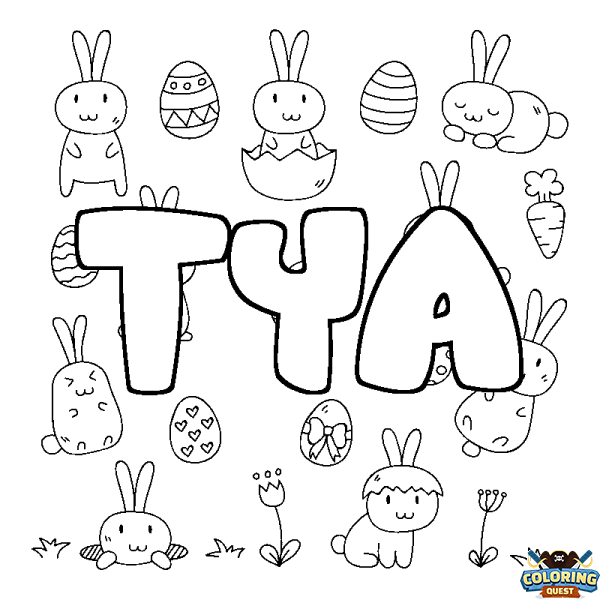 Coloring page first name TYA - Easter background