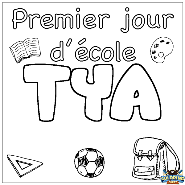 Coloring page first name TYA - School First day background