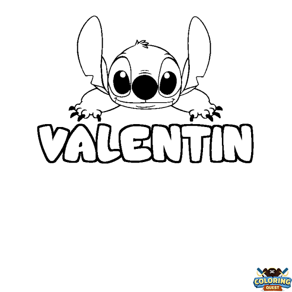 Coloring page first name VALENTIN - Stitch background