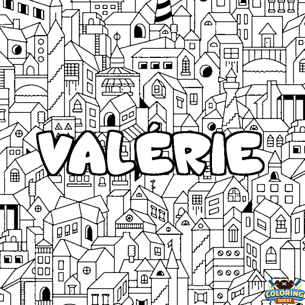 Coloring page first name VAL&Eacute;RIE - City background