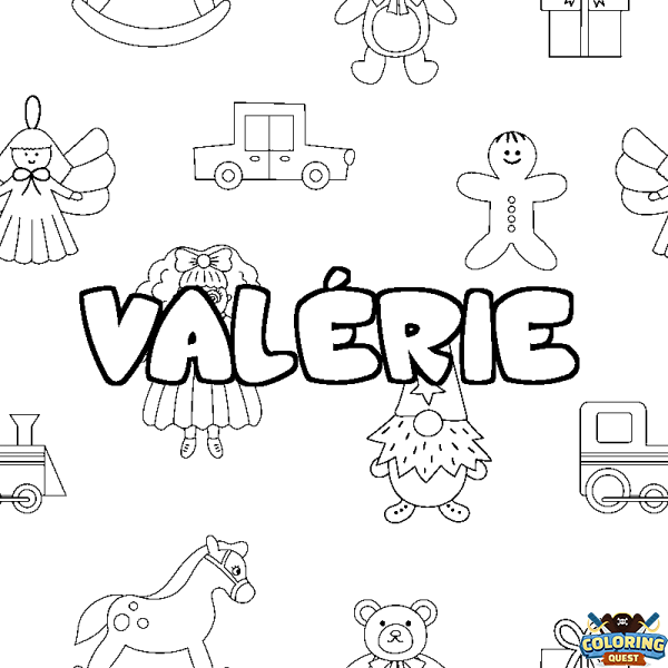 Coloring page first name VAL&Eacute;RIE - Toys background