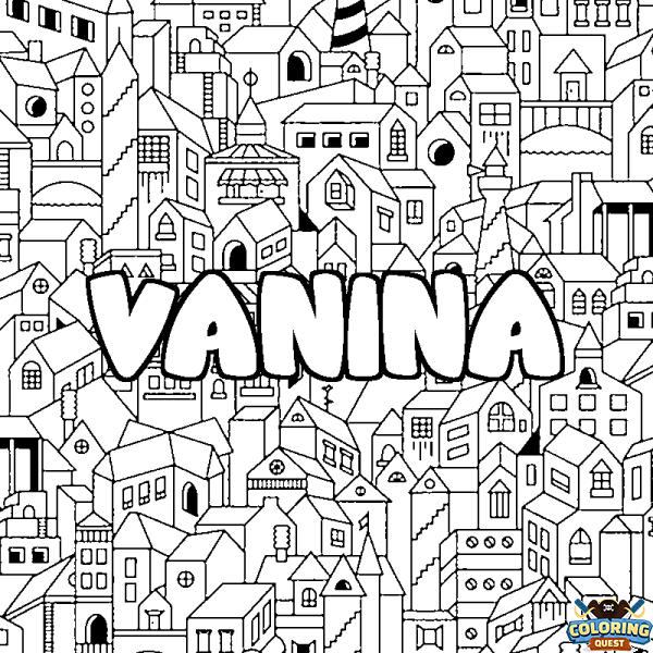 Coloring page first name VANINA - City background