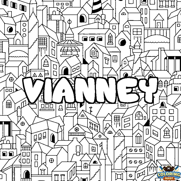 Coloring page first name VIANNEY - City background